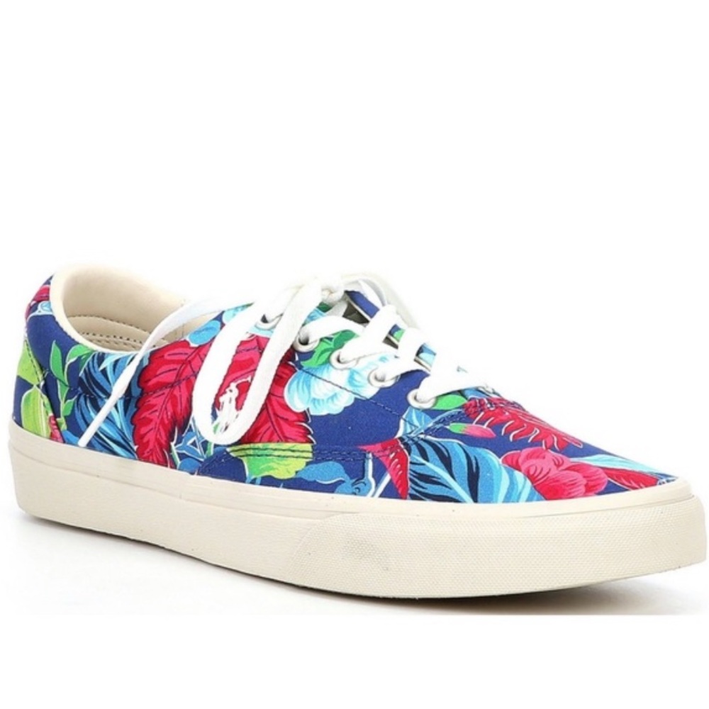 Polo Ralph Lauren Keaton Pony Floral Men's Canvas Low Top Shoes Sneakers - Picture 9 of 10